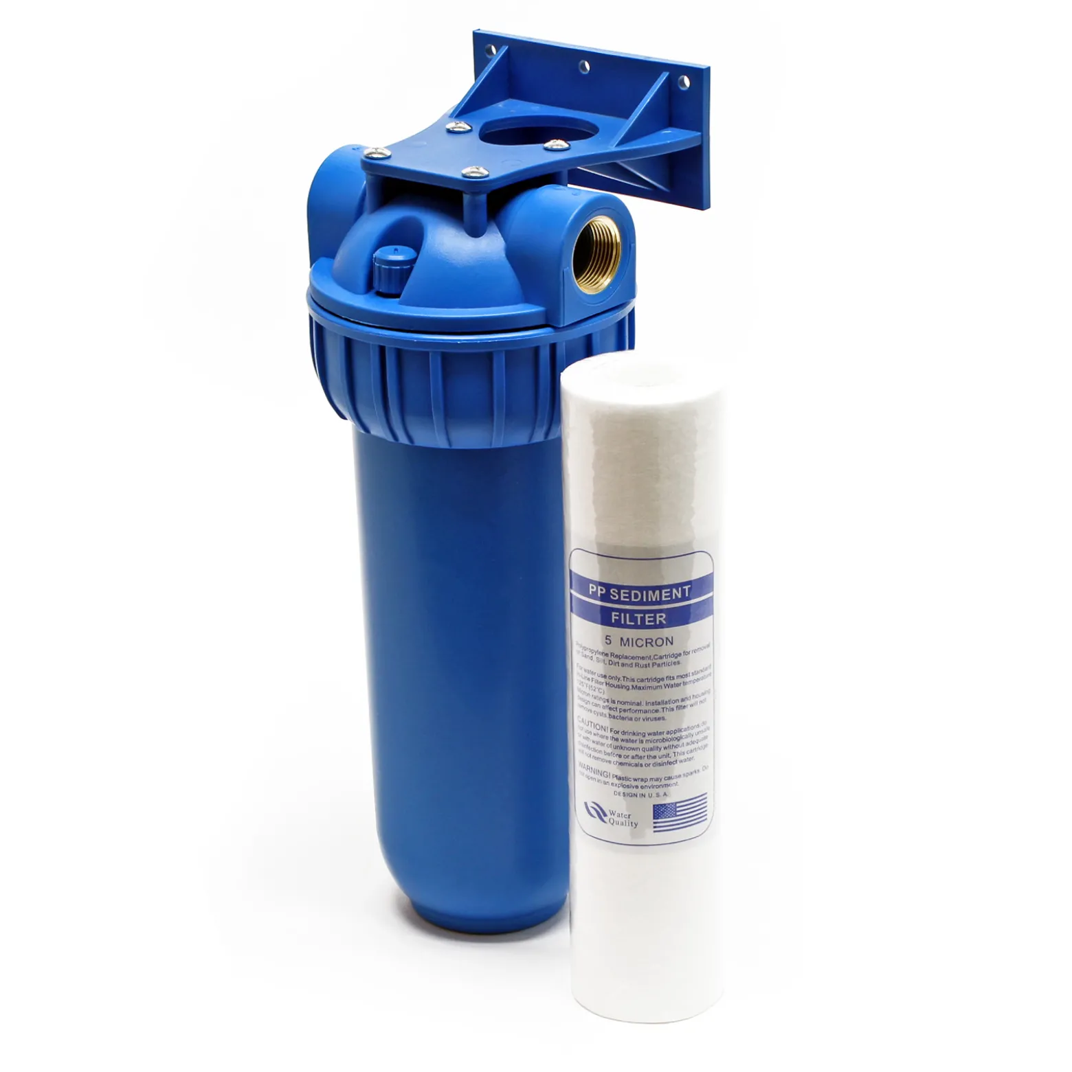 Naturewater NW-BR10B1 1 Stufen Wasserfilter, 5 µ, 32,89 mm (1") Filtereinsatz, Ø60 mm PP Kartusche, Filter Wandhalterung, Filterschlüssel, Sedimentfilter