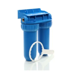 Naturewater NW-BR10B2 2 Stufen Wasserfilter Doppelfilter, 5 µ, 32,89 mm (1"), Ø62 mm PP Kartusche, Filter Wandhalterung, Filterschlüssel, Sedimentfilter Aktivkohleblock