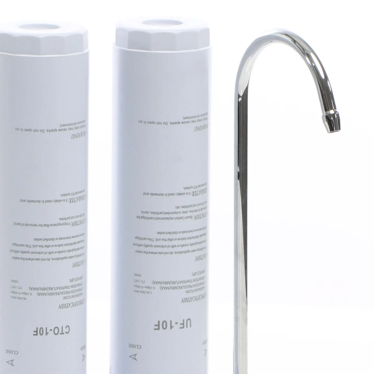 Naturewater NW-2-CTOUF 2 Stufen Counter Top Wasserfilter, 5 µ, Aktivkohle Block Filtereinsatz und Ultrafilter, mit Universaladapter, Wasserhahn