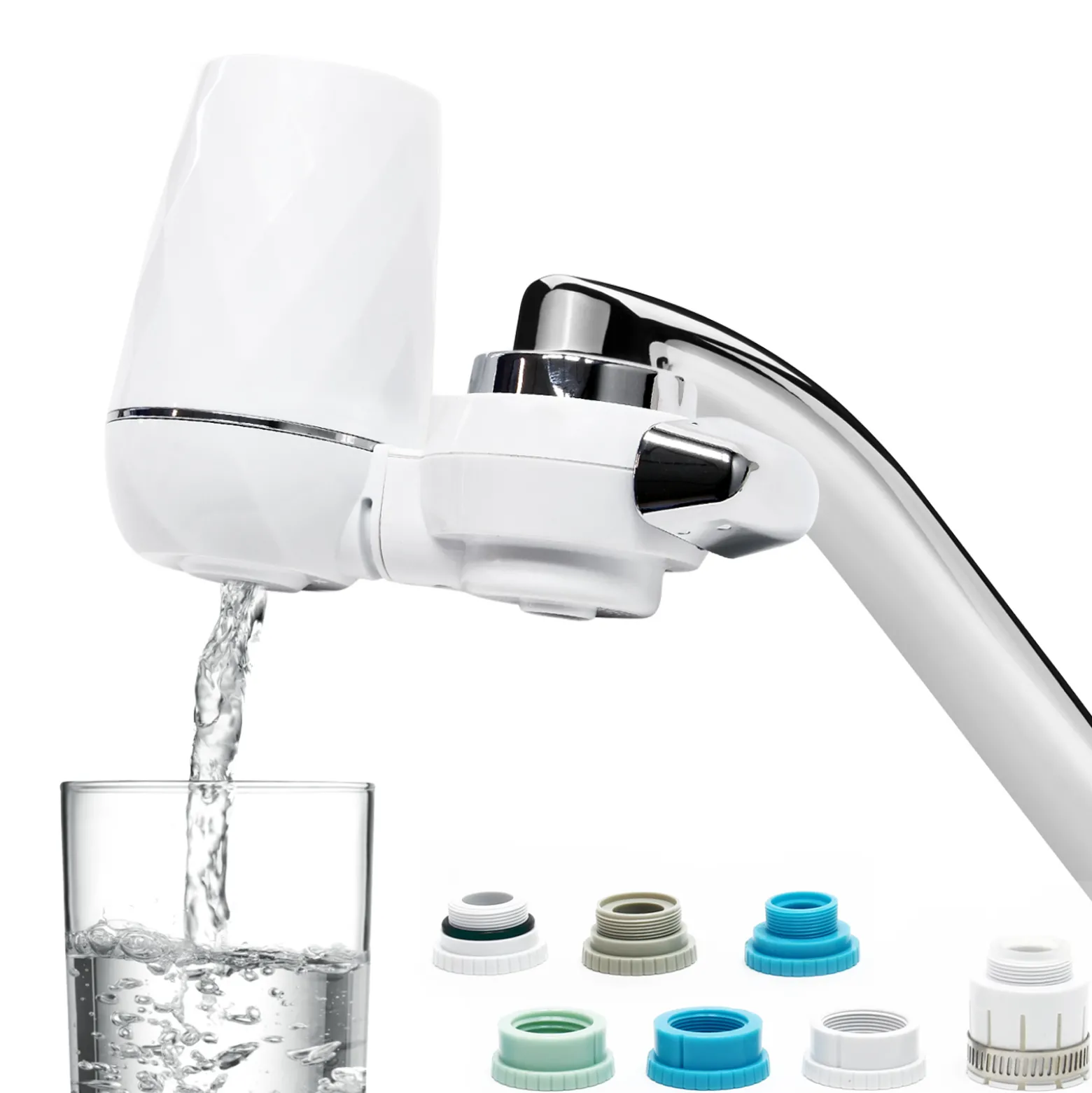 Naturewater NW-LT-H2A 9 Stufen On Tap Wasserfilter, 120 L/h, kompakter PP Wasserhahnfilter mit 9 Filterstufen, Wasserhahnfilter