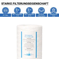 Naturewater PPW-20L 5 µ Baumwollfilter Einsatz Kartusche 508 mm (20 Zoll), Wasserfilter Kartusche, Filterpatrone für Trinkwasser Umkehrosmoseanlage
