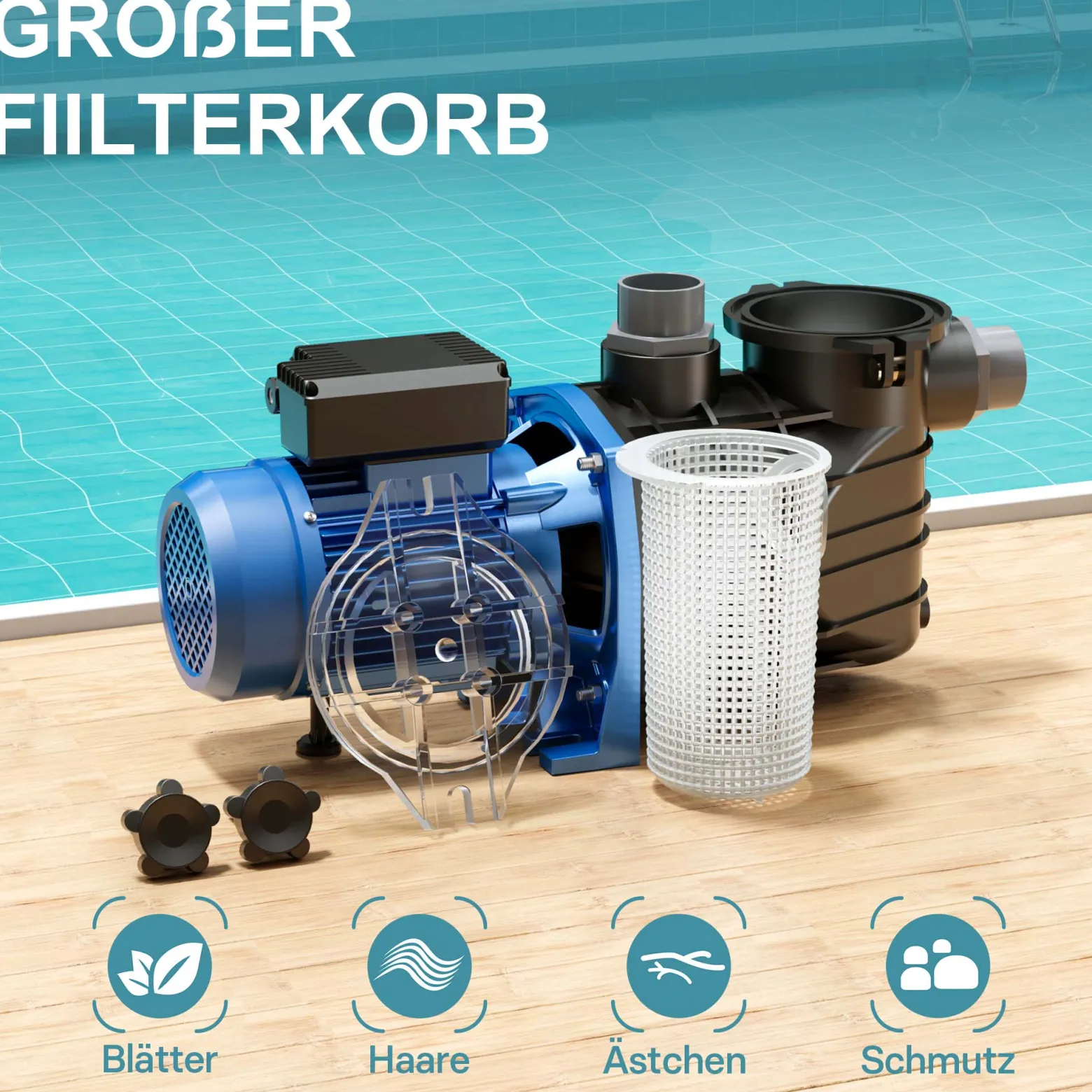 Pool Pumpe 34800 l/h 3000 W Schwimmbadpumpe Filterpumpe Umwälzpumpe Pool