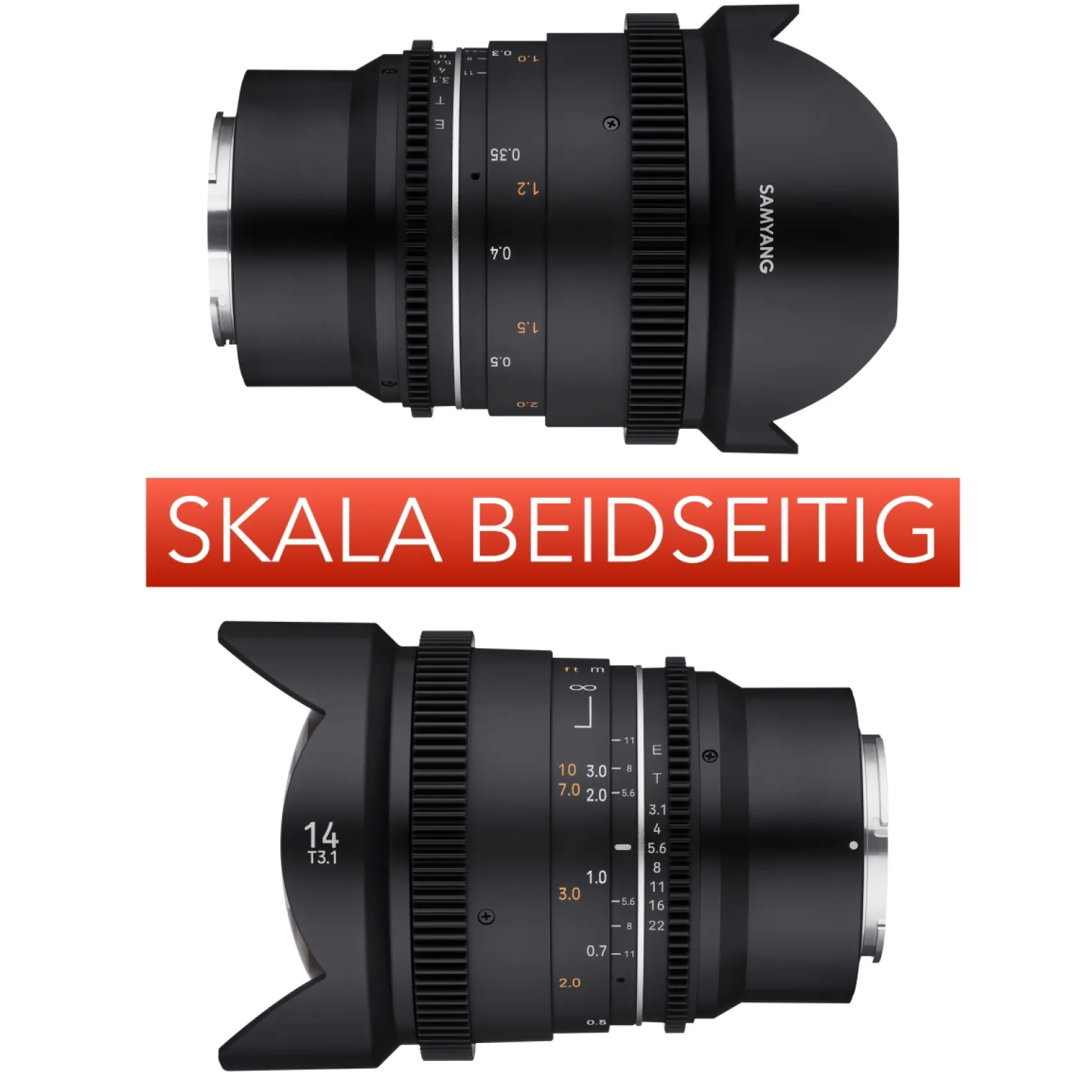 SAMYANG MF 14mm T3,1 VDSLR MK2 MFT – lichtstarkes T3,1 Ultraweitwinkel Cine- und Video Objektiv für MFT Mount, 14 mm Festbrennweite, Follow Focus Zahnkränze Vollformat und APS-C 8K Auflösung, Schwarz