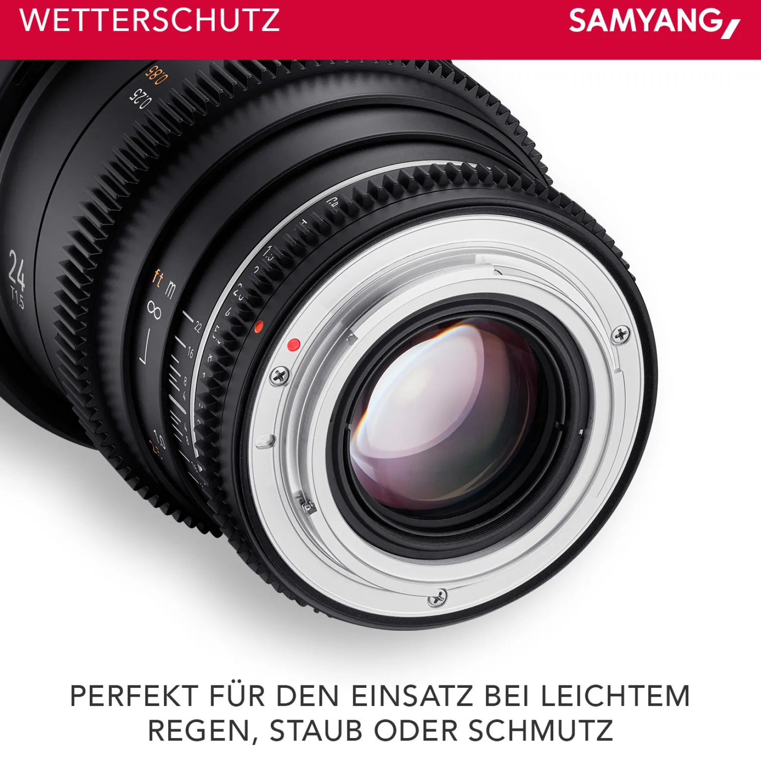 Samyang Weitwinkel Cine- und Video Objektiv MF 24mm T1,5 VDSLR MK2 MFT – lichtstark T1,5 für MFT Mount, 24 mm Festbrennweite, Follow Focus Zahnkränze Vollformat, APS-C und MFT, 8K Auflösung