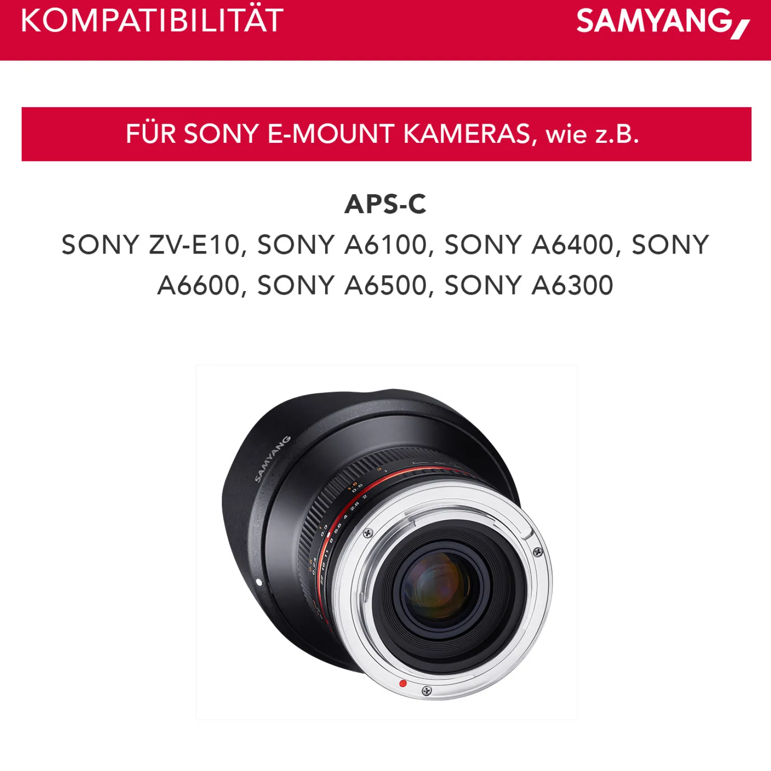 Samyang Weitwinkel Festbrennweite Objektiv 12mm F2.0 APS-C kompatibel mit Sony E – APS-C, MF – für Kameras Alpha 6600 6500 6400 6300 6100 6000 5100 5000 – schwarz