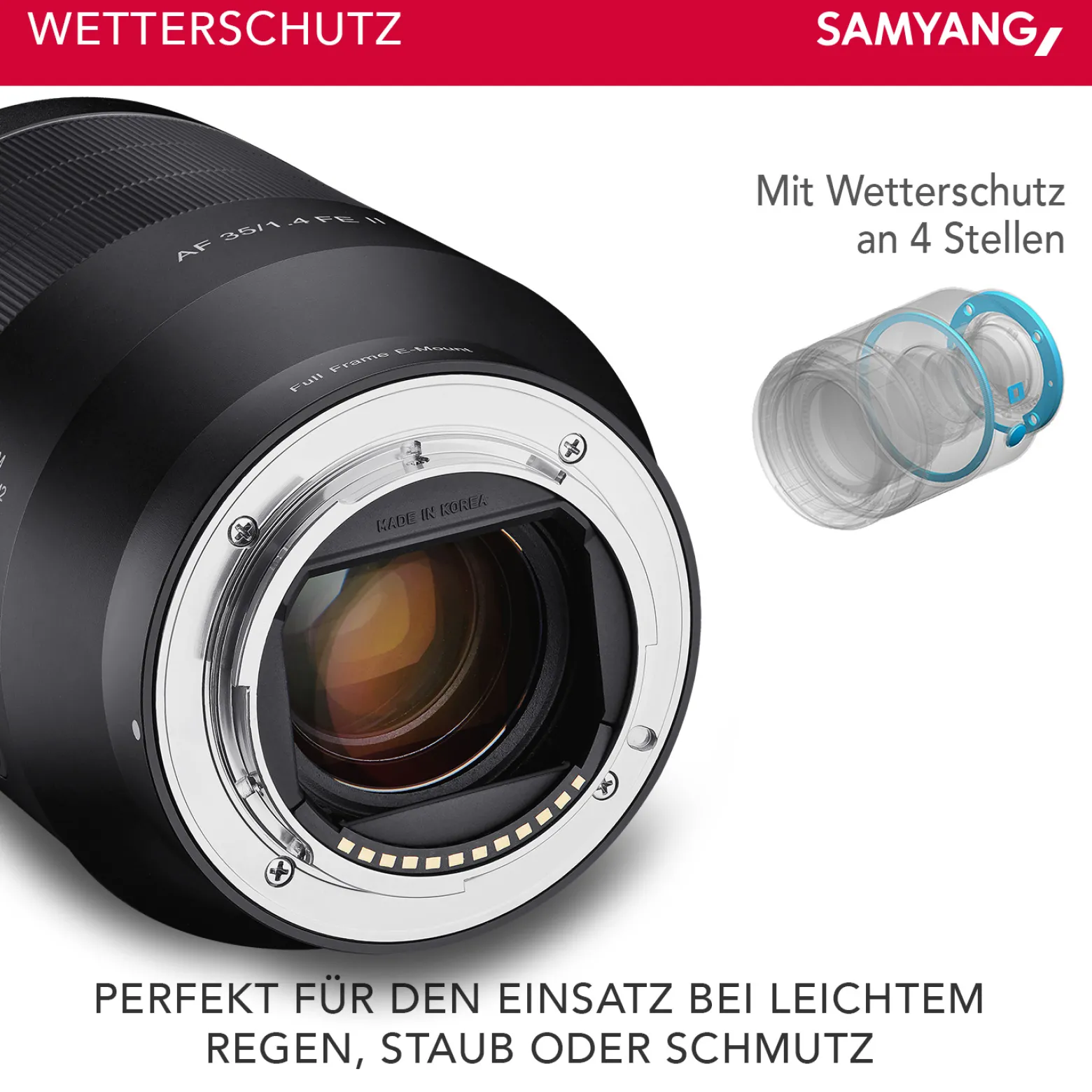 Samyang Weitwinkel Objektiv AF 35mm F1,4 II FE kompatibel mit Sony E Mount – Autofokus Vollformat & APS-C Festbrennweite – für spiegellose Systemkameras – Alu/Wetterschutz – A9 A7 A1 Alpha 6000 Serie