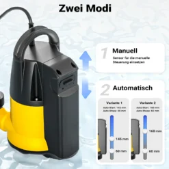 Schmutzwasserpumpe 12500l/h, 750W, max. Förderhöhe 8,5m, Fremdkörper bis Ø5mm