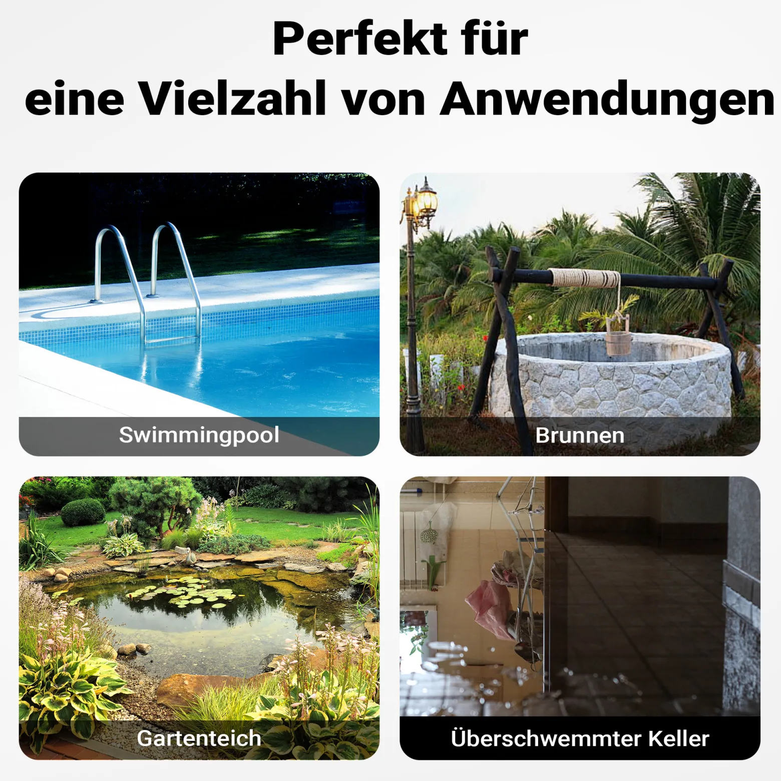 Schmutzwasserpumpe 12500l/h, 750W, max. Förderhöhe 8,5m, Fremdkörper bis Ø5mm