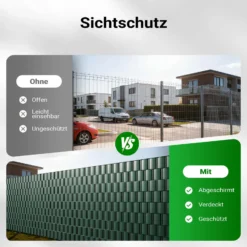 Sichtschutz Streifen, 35mx19cm grün aus PVC 650g/m², mit 20 Clips, Zaunfolie
