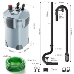 SunSun Aquarium Außenfilter HW403A 1400 L/h 3 Stufen Kammerfilter, Filtermaterial, Aquariumfilter, Filtermedien, Filterpumpe