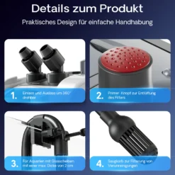 SunSun Aquarium Außenfilter HW403A 1400 L/h 3 Stufen Kammerfilter, Filtermaterial, Aquariumfilter, Filtermedien, Filterpumpe