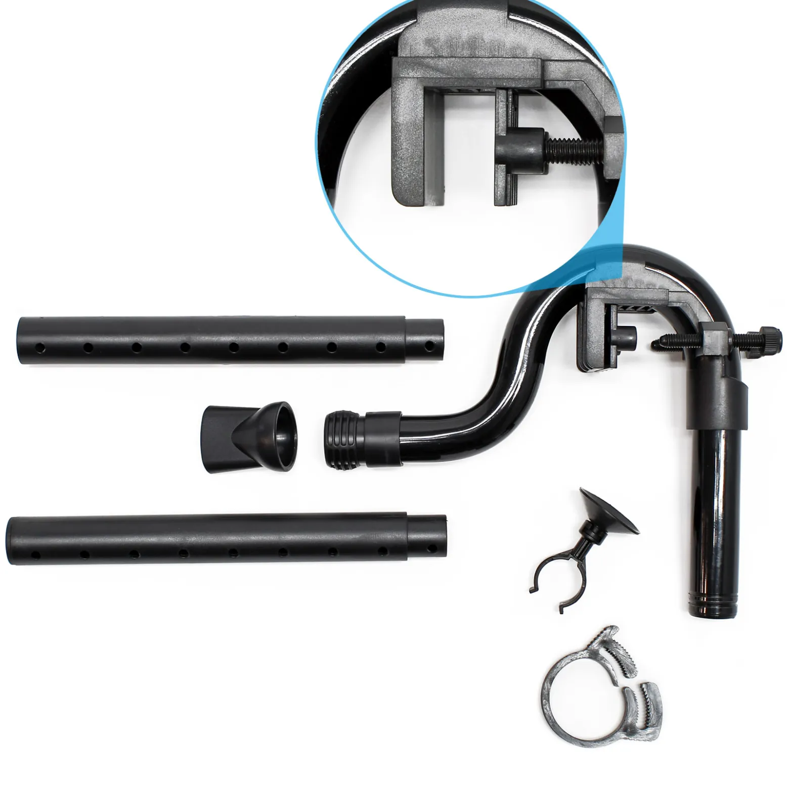 SunSun Auslass Set Ersatzteil Set für HW-304 Aquarium Außenfilter – mit Auslassbogenrohr 180° Winkel, Fixierungsklemme, Düsenrohr, Düse, Saughalter, Schlauchschelle für Aquaristik