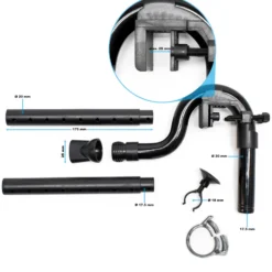 SunSun Auslass Set Ersatzteil Set für HW-304 Aquarium Außenfilter – mit Auslassbogenrohr 180° Winkel, Fixierungsklemme, Düsenrohr, Düse, Saughalter, Schlauchschelle für Aquaristik