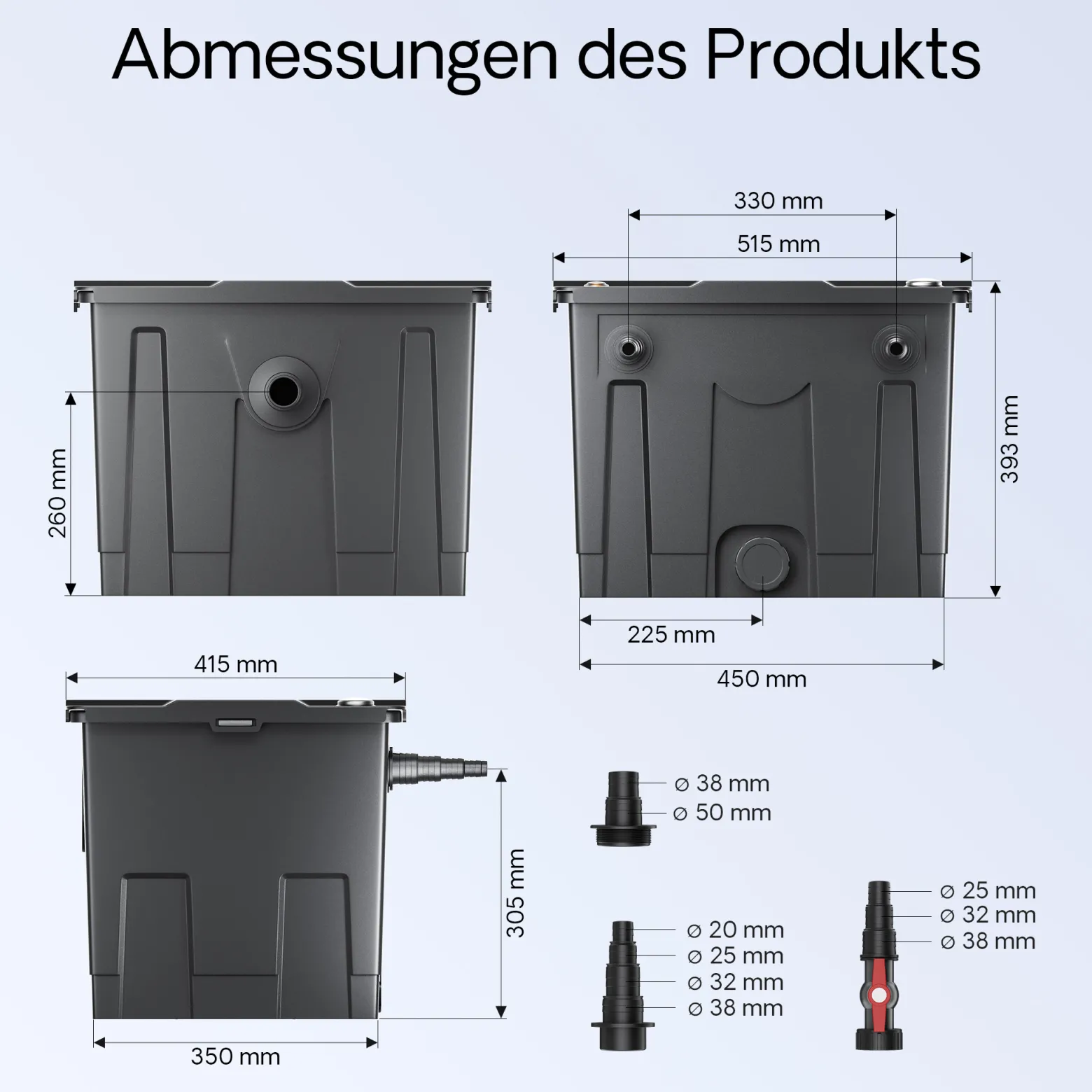 SunSun Bio CBF-350 Teichfilter bis 12000L Teichvolumen max. 8000L/h 1-Kammer Durchlauffilter Modulteichfilter Teich Filter Biofilter