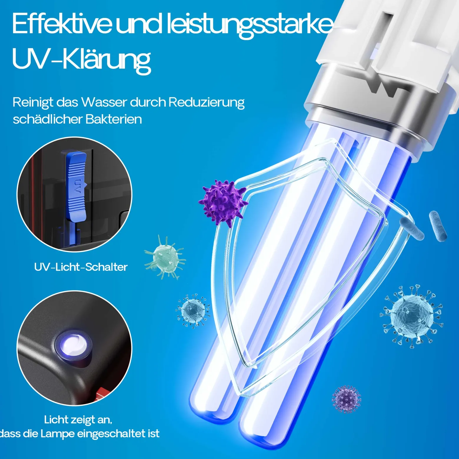 SunSun CBG-500 Hang On Filter mit UVc-Lampe, Anhängefilter 500 l/h, für Aquarien bis 115 L