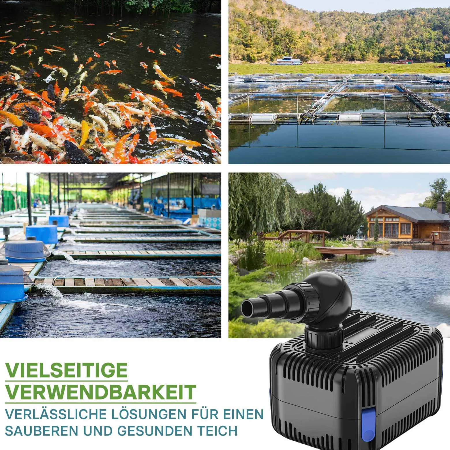 SunSun CDF-6000 Teichpumpe 24V DC / 6000 l/h / 40 W, mit integriertem Blockier- und Trockenlaufschutz
