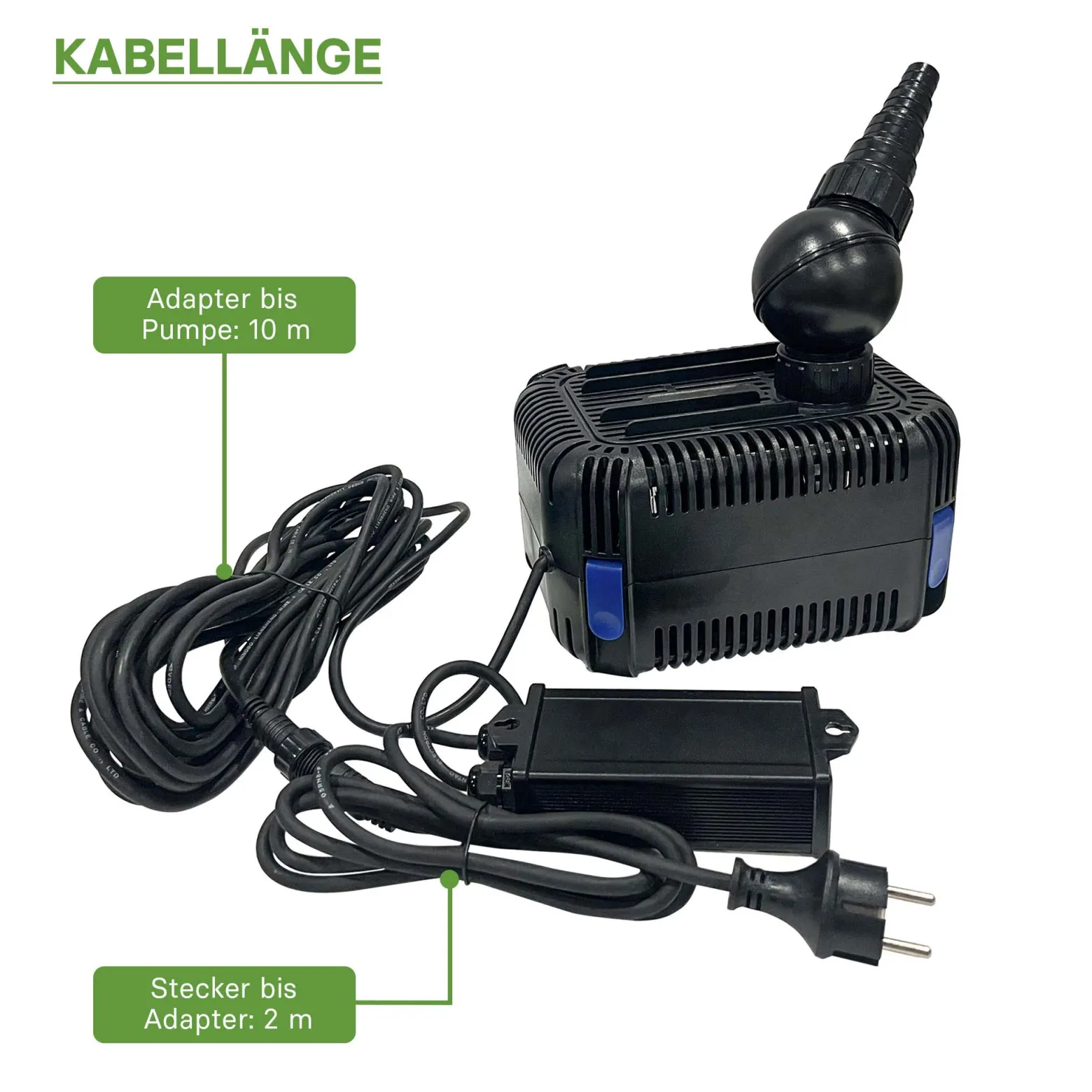 SunSun CDF-5800 Teichpumpe 24V DC / 5000 l/h / 40 W, Bachlaufpumpe mit integriertem Blockier- und Trockenlaufschutz, Gartenteichpumpe, Gleichstrompumpe