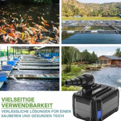 SunSun CDF-5800 Teichpumpe 24V DC / 5000 l/h / 40 W, Bachlaufpumpe mit integriertem Blockier- und Trockenlaufschutz, Gartenteichpumpe, Gleichstrompumpe