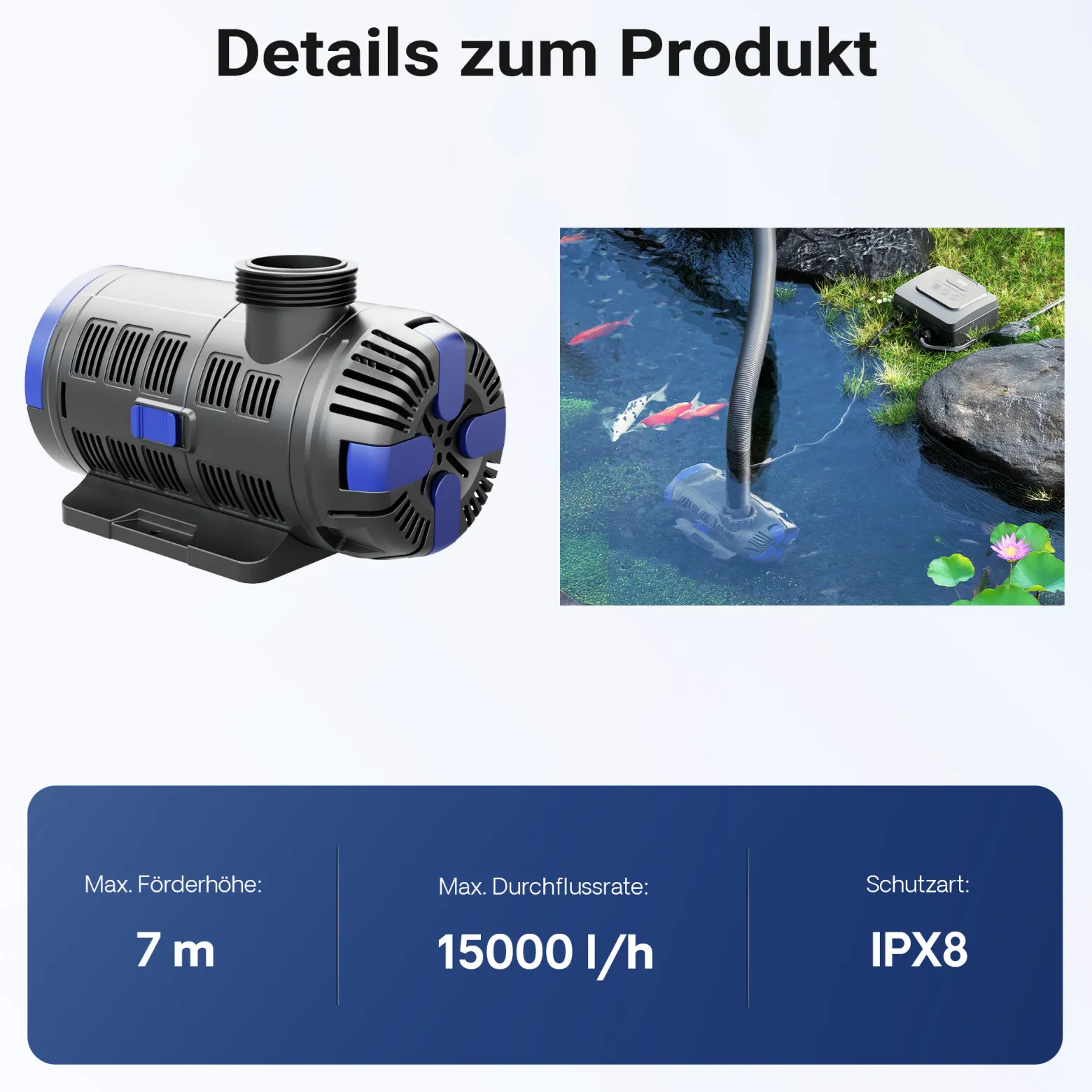 SunSun CET-15000 SuperECO Teichpumpe 15.000 l/h / 180 W, energiesparende Filterpumpe, Bachlaufpumpe für Koiteiche, Umwälzpumpe, Gartenteichpumpe