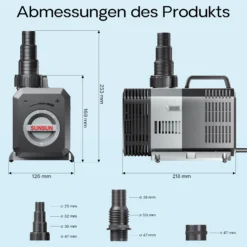 SunSun CTP-10000 SuperECO Teichpumpe 10.000 l/h / 80 W, energiesparende Filterpumpe, Bachlaufpumpe für Koiteiche, Umwälzpumpe, Gartenteichpumpe