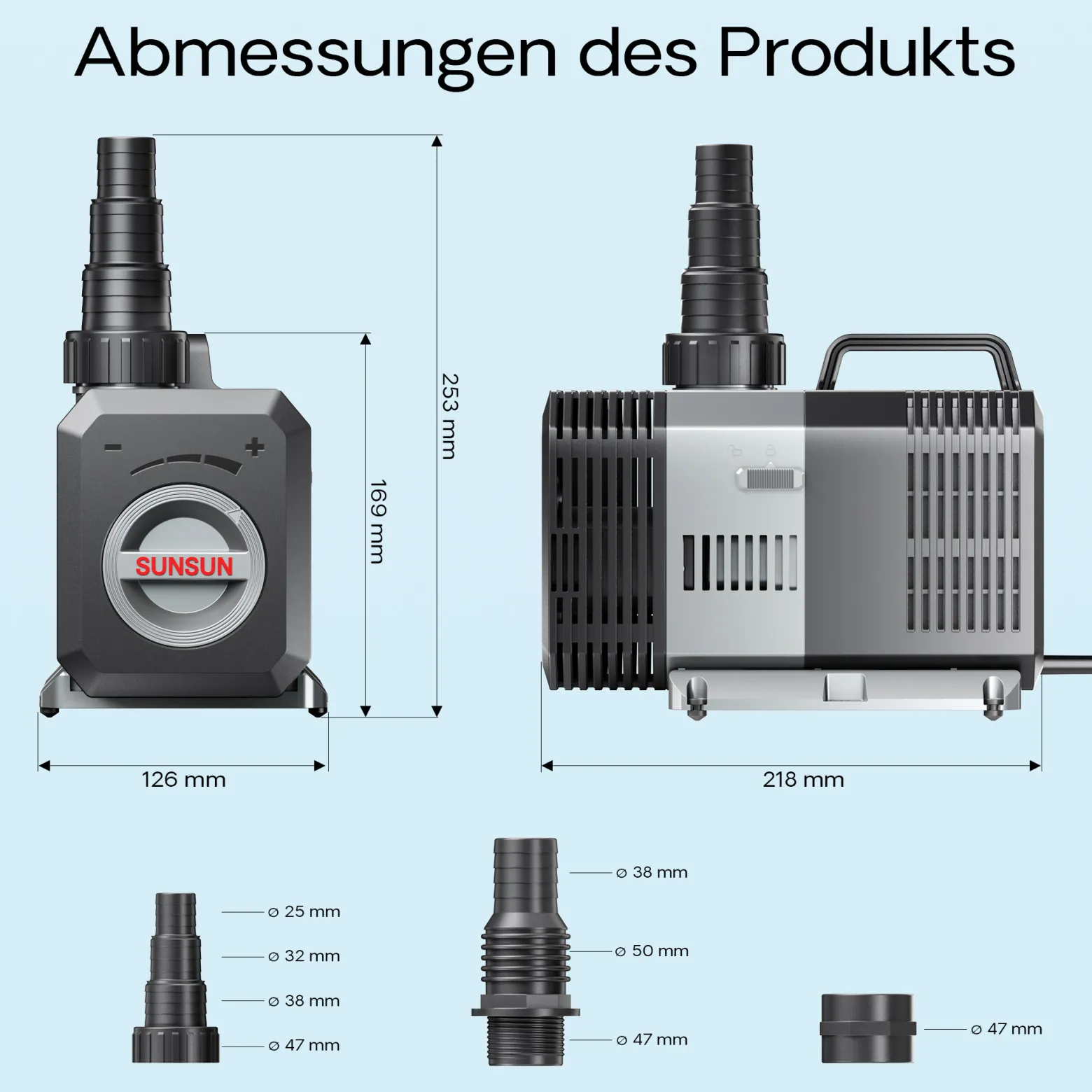 SunSun CTP-14000 SuperECO Teichpumpe 14.000 l/h / 120 W, energiesparende Filterpumpe, Bachlaufpumpe für Koiteiche, Umwälzpumpe, Gartenteichpumpe