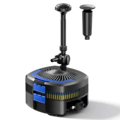 SunSun CUF-5800 Springbrunnenpumpe 5200 l/h / 55 W / 4,8 m Förderhöhe mit eingebautem 11 W UVC-Teichklärer, energiesparende Teichpumpe, Pumpe mit Fontäne, Wasserpumpe
