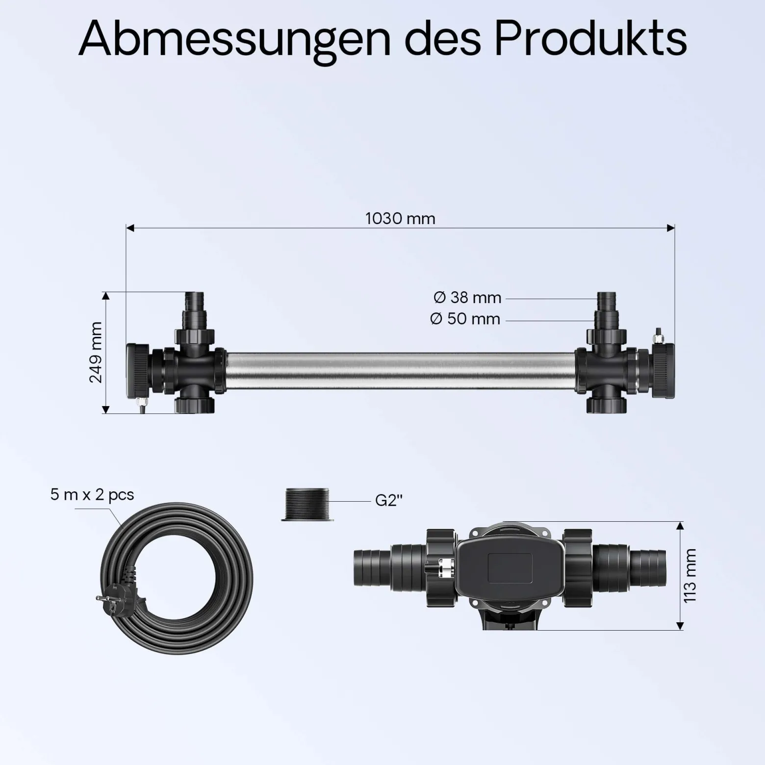 SunSun CUV-772 Teichklärer 8000 l/h / 72 W UVC, Vorklärgerät für Teichfilter & Teichpumpe, Wasserklärer mit UV-Lampe, Lichtfilter zur Algenbekämpfung