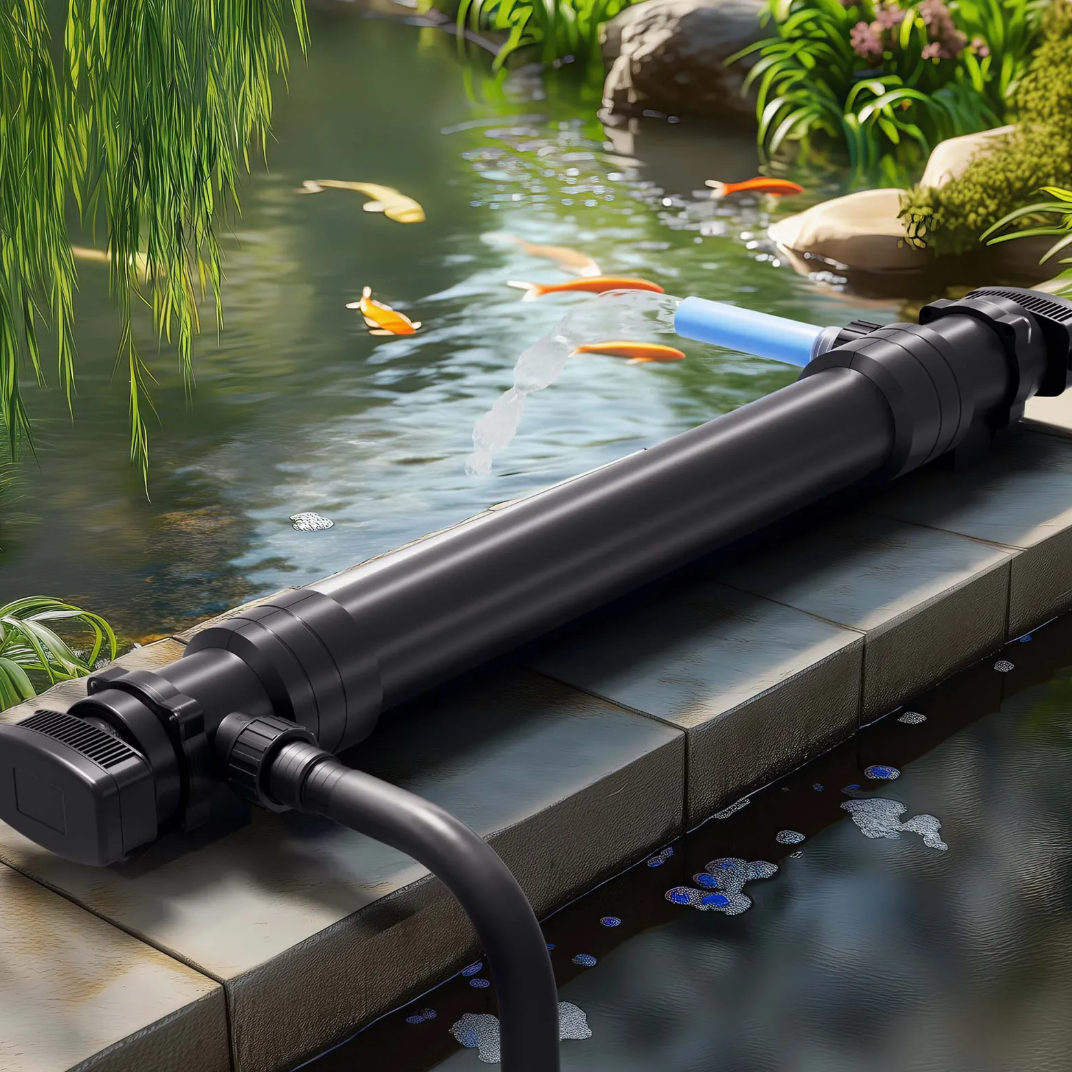 SunSun CUV-672 Teichklärer 8000 l/h / 72 W UVC, Vorklärgerät für Teichfilter & Teichpumpe, Wasserklärer mit UV-Lampe, Lichtfilter zur Algenbekämpfung