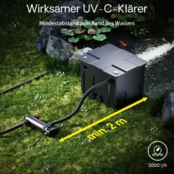SunSun CUV-318 Teichklärer 3000 l/h / 18 W UVC Vorklärgerät für Teichfilter & Teichpumpe Wasserklärer mit UV-Lampe Lichtfilter zur Algenbekämpfung