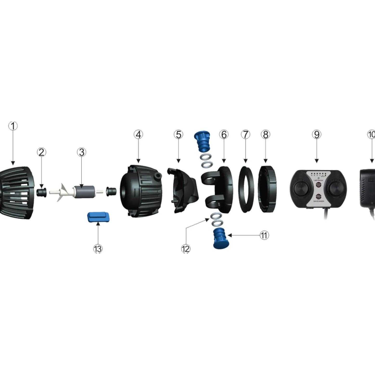 SunSun CW-140 Strömungspumpe 1200-15000 l/h 40 W Aquarium Pumpe mit einstellbarer Wellenform, Wellenzyklus und Pumpleistung, mit Tag- und Nachmodus