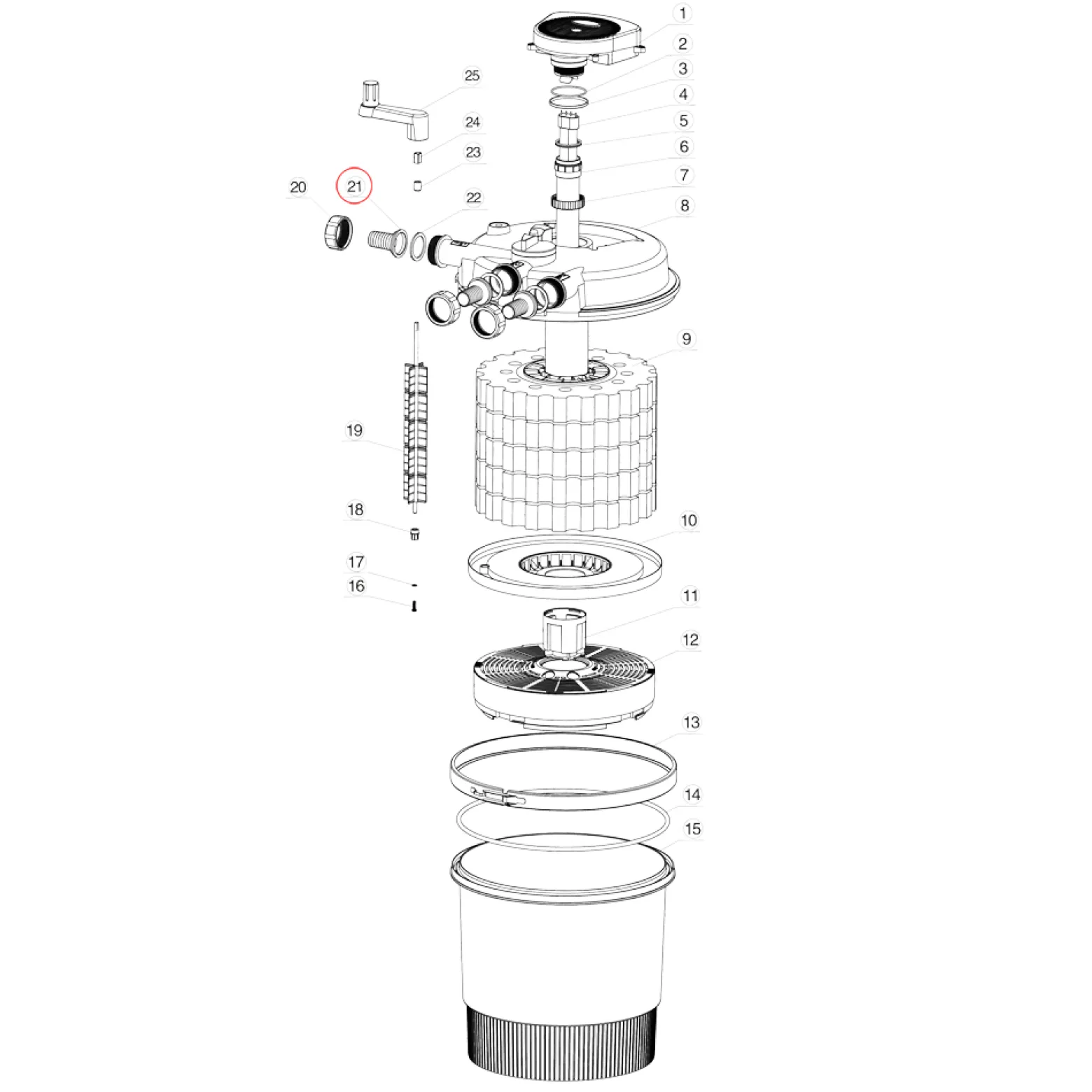 SunSun Ersatzteil für Druckteichfilter CPF-20000/30000 Ein-/Ausgang Ø 38 mm, Teichdruckfilter UVC-Lampe, effiziente Teichfilteranlage