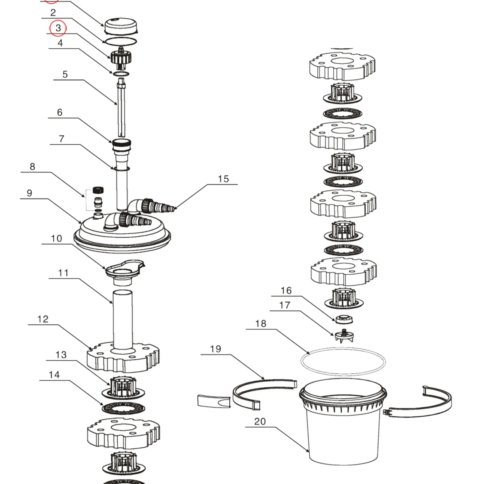 SunSun Ersatzteil für Druckteichfilter CPF-280 Elektroanschluss-Einheit, Teichdruckfilter UVC-Lampe 11 W, 9000 l/h Teichfilteranlage