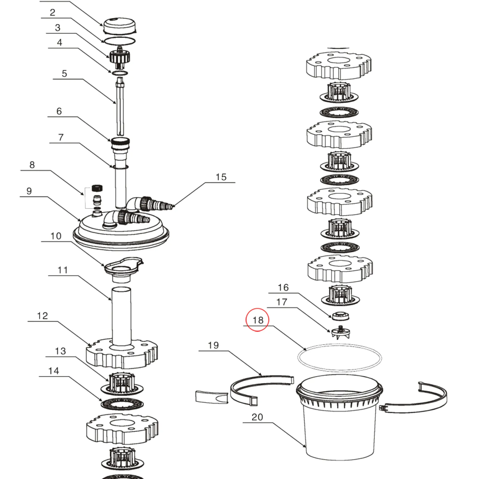 SunSun Ersatzteil für Druckteichfilter CPF-280/380/500 O-Ring Filterdeckel, Teichdruckfilter UVC-Lampe 11 W, 9000 l/h Teichfilteranlage
