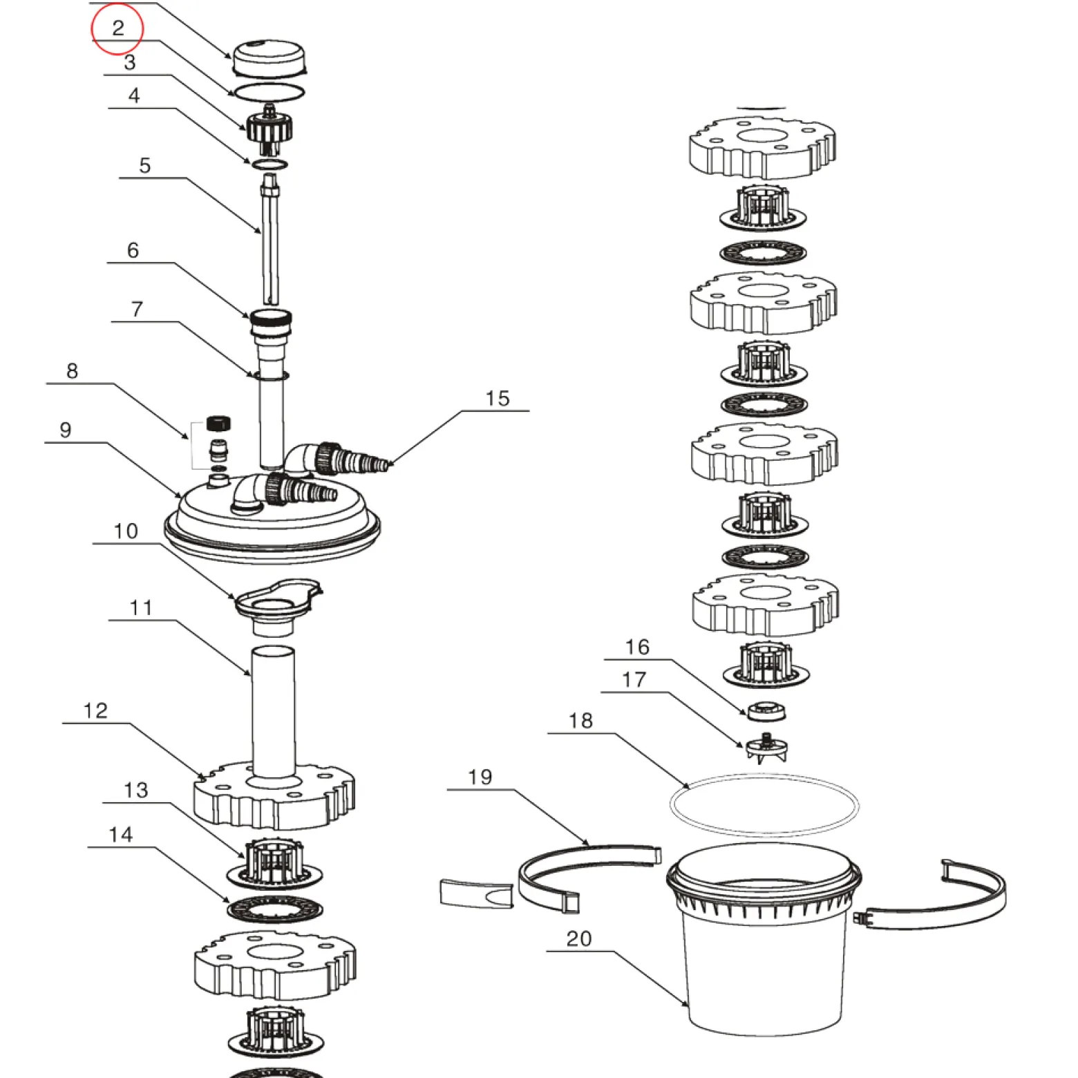 SunSun Ersatzteil für Druckteichfilter CPF-280/380/500 O-Ring 1, Teichdruckfilter UVC-Lampe, 9000 l/h Teichfilteranlage, effiziente Wasserfilterung