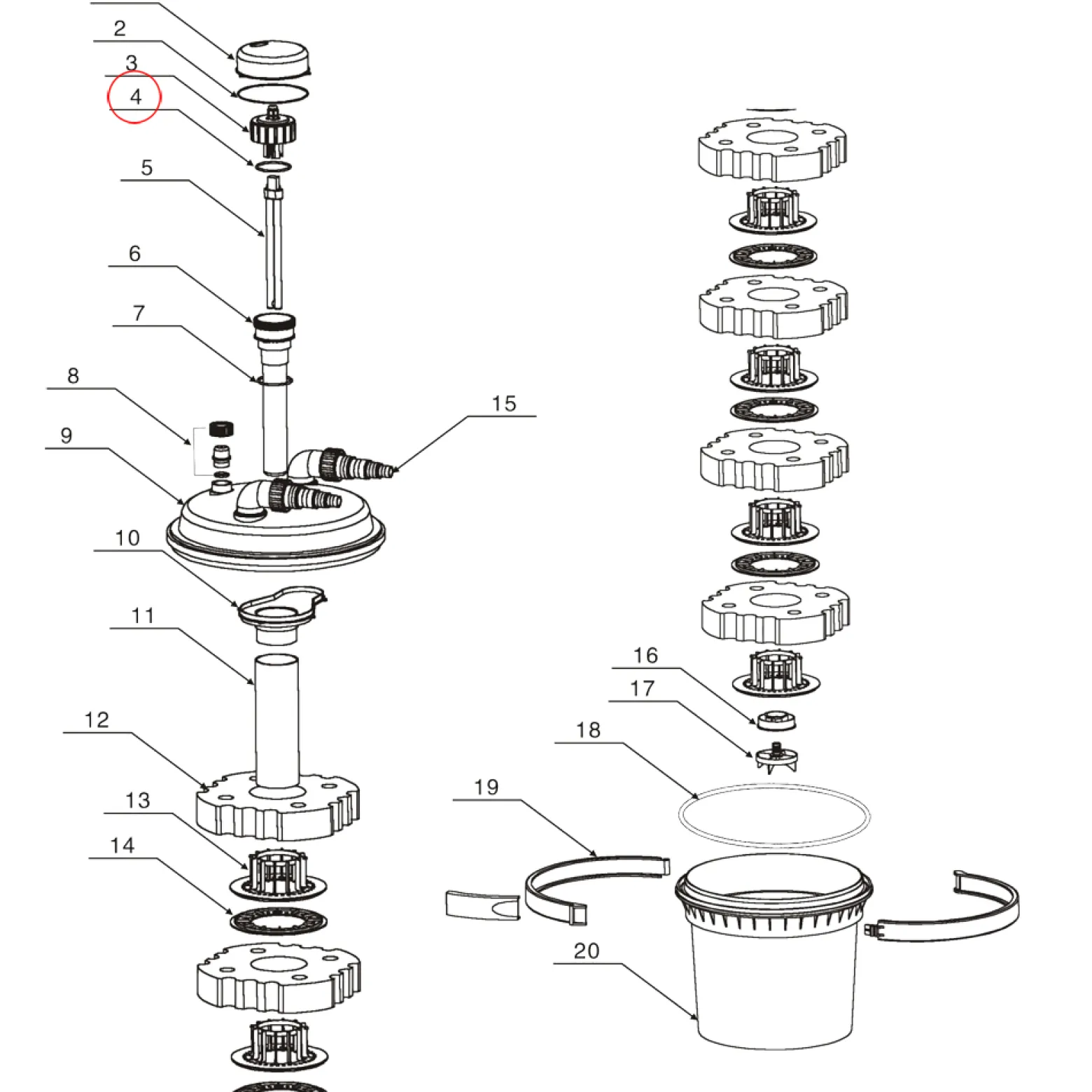 SunSun Ersatzteil für Druckteichfilter CPF-280/380/500 O-Ring 3, Teichdruckfilter UVC-Lampe, 9000 l/h Teichfilteranlage, effiziente Wasserfilterung