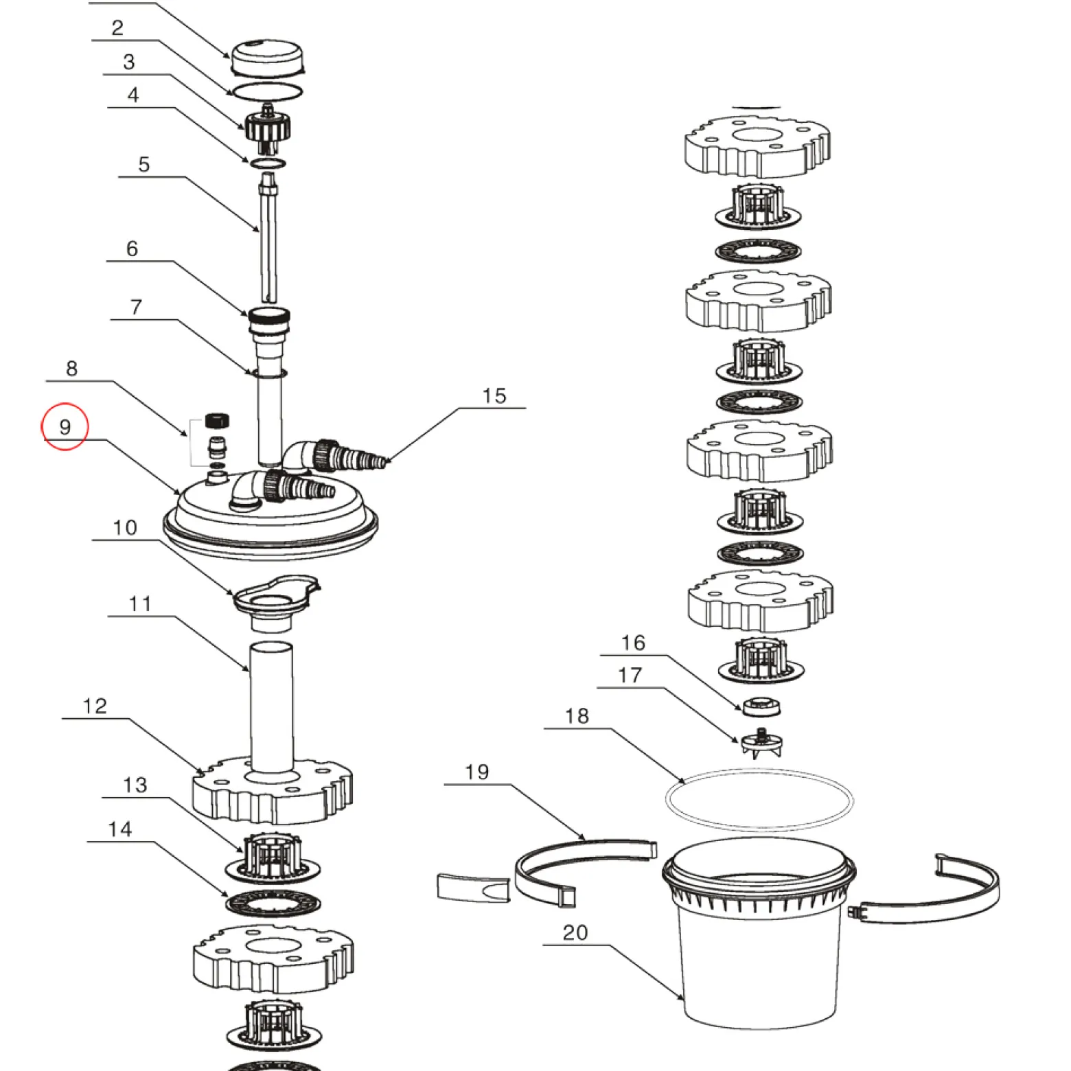 SunSun Ersatzteil für Druckteichfilter CPF-380 Deckel, Teichdruckfilter UV-Lampe 11 W, Teichfilteranlage 12000 l/h, effiziente Wasserfilterung