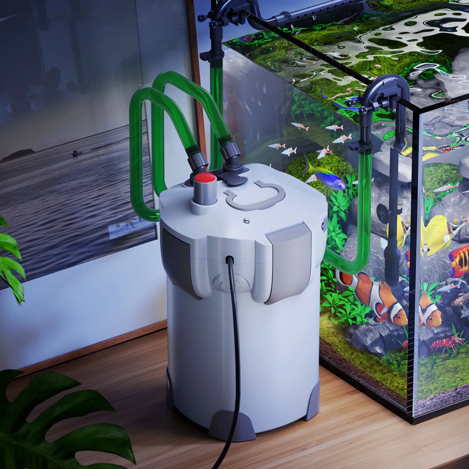 SunSun HW-402B Aquarium Außenfilter 1000 L/h mit 9 W UVC Klärer und 3 Stufen inkl Filtermaterial, Filtemedien, Filterpumpe