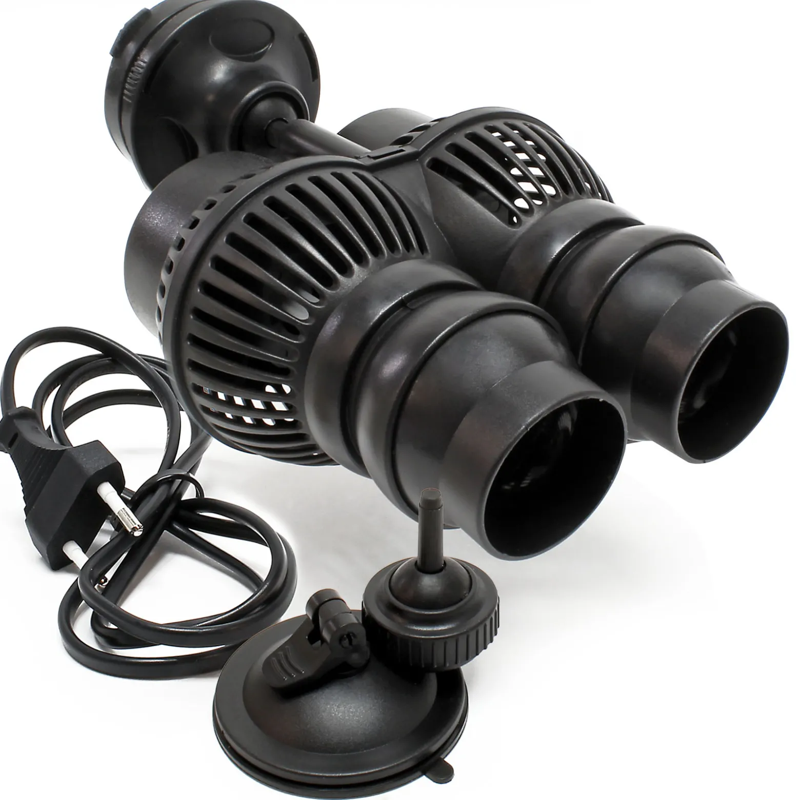 SunSun JVP-202AB Strömungspumpe 12000 l/h 24 W Aquarium Pumpe mit 2 schwenkbaren Düsen, Saugnapf und Magnethalter zur einfachen Befestigung
