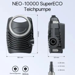 SunSun Komplettset: CBF-350B Teichfilter bis 60000 L, NEO10000 SuperECO Teichpumpe 10000l/h 80W, CUV-224 Teichklärer mit 24W, Y-Verteiler
