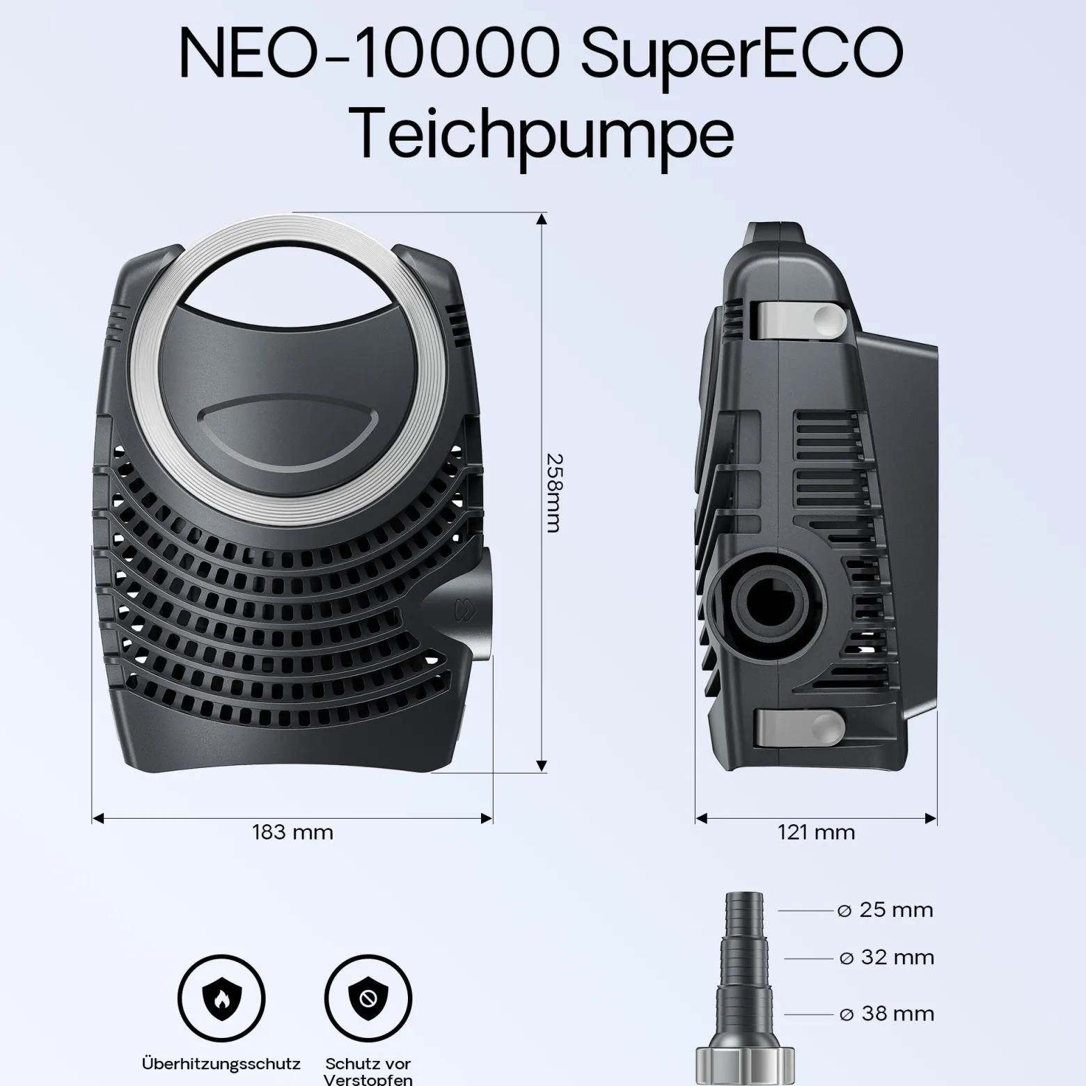 SunSun Komplettset: CBF-350B Teichfilter bis 60000 L, NEO10000 SuperECO Teichpumpe 10000l/h 80W, CUV-224 Teichklärer mit 24W, Y-Verteiler