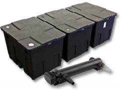 SunSun Komplettset: CBF-350C Teichfilter bis 90000 L Teichfilteranlage als Durchlauffilter, CUV-324 Teichklärer UVC Klärer mit 24 Watt UV-C Leistung