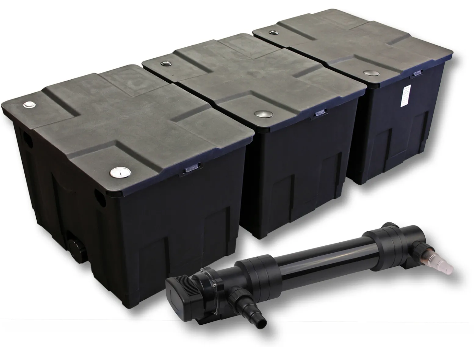 SunSun Komplettset: CBF-350C Teichfilter bis 90000 L Teichfilteranlage als Durchlauffilter, CUV-636 Teichklärer UVC Klärer mit 36 Watt UV-C Leistung