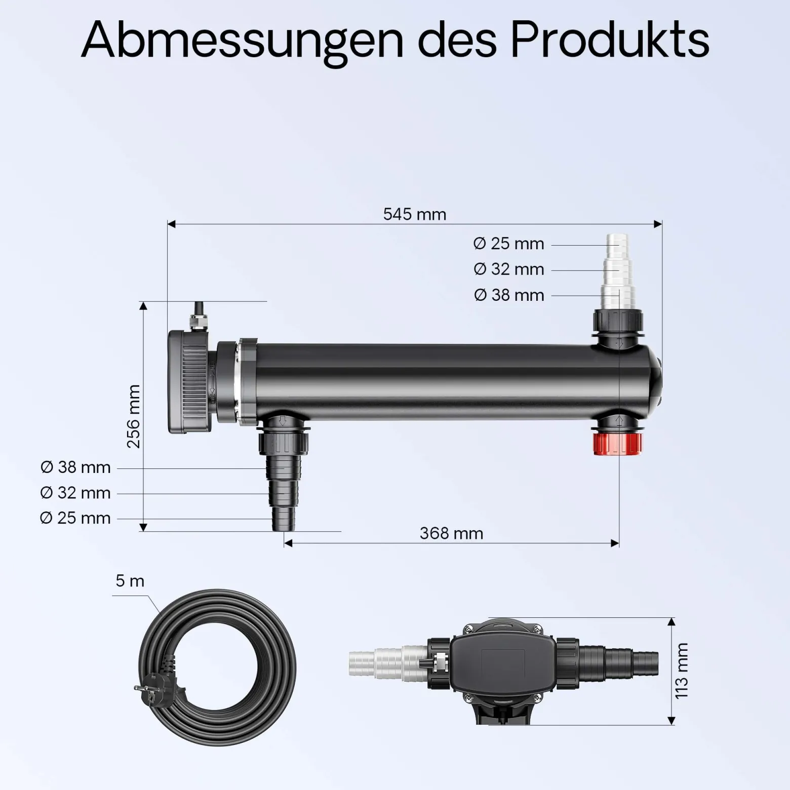 SunSun Komplettset: CBF-350 Teichfilter bis 12000 L Teichfilteranlage als Durchlauffilter, CUV-324 Teichklärer UVC Klärer mit 24 Watt UV-C Leistung