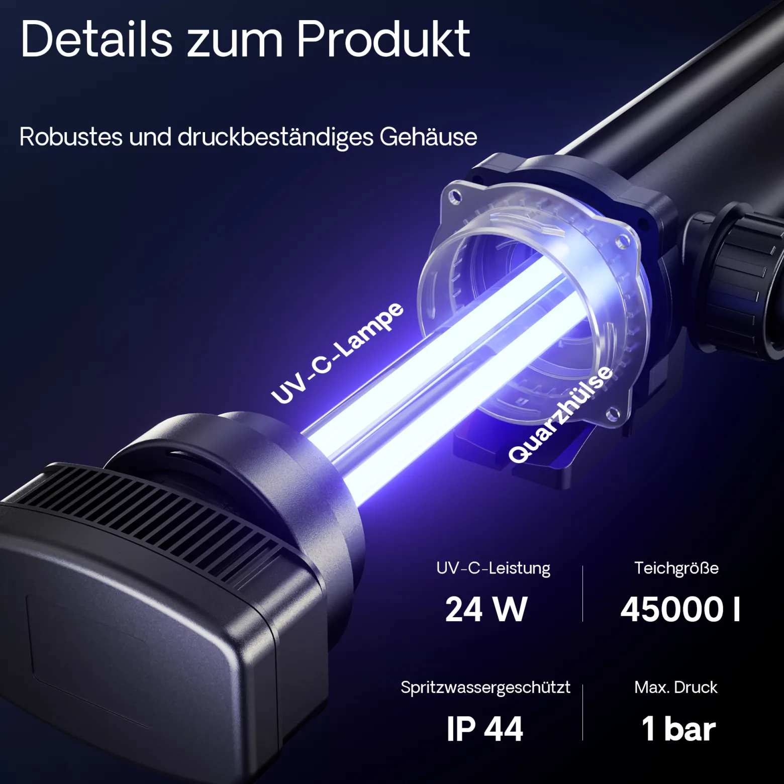 SunSun Komplettset: CBF-350 Teichfilter bis 12000 L Teichfilteranlage als Durchlauffilter, CUV-324 Teichklärer UVC Klärer mit 24 Watt UV-C Leistung