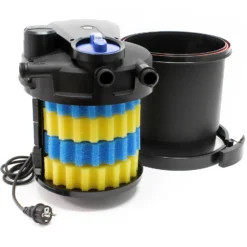 SunSun Komplettset: CPA-2500 Teichdruckfilter bis 6000 L mit 11 Watt UV-C Teichklärer, NEO3800 SuperEco Teichpumpe 3600l/h 20W, 5m Teichschlauch 32 mm (1 1/4"), Schlauchschellen W1 44-47mm