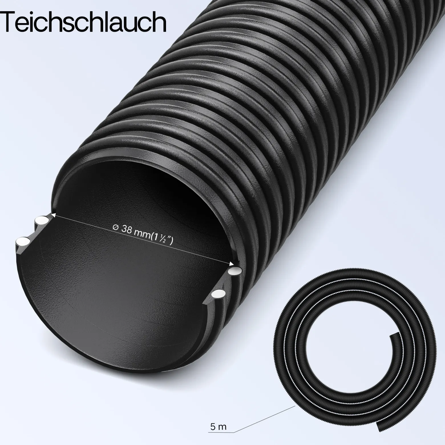 SunSun Komplettset: CPF-20000 Teichdruckfilter bis 10000 L mit 11 Watt UV-C Teichklärer, NEO6000 SuperEco Teichpumpe 6000l/h 40W, 5m Teichschlauch 38 mm (1 1/2"), Schlauchschellen W1 44-47mm