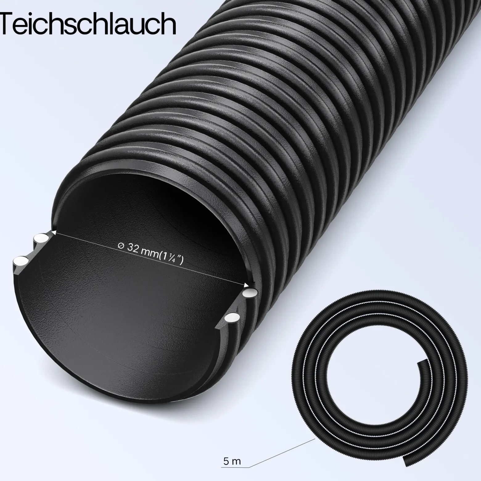 SunSun Komplettset: CPF-2500 Teichdruckfilter bis 6000 L mit 11 Watt UV-C Teichklärer, NEO3800 SuperEco Teichpumpe 3600l/h 20W, 5m Teichschlauch 32 mm (1 1/4"), Schlauchschellen W1 44-47mm
