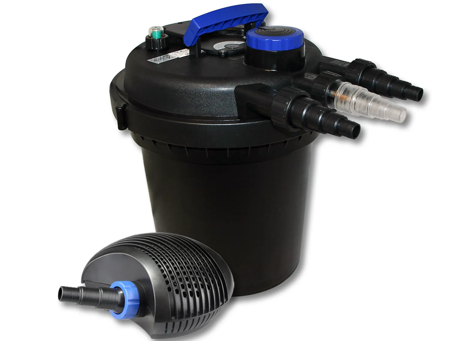 SunSun Komplettset: CPF-180 Teichdruckfilter bis 6000 L Teichfilteranlage mit 11 Watt UV-C Teichklärer, CTF-2800 SuperECO Teichpumpe 3000l/h 10W
