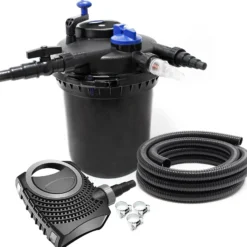 SunSun Komplettset: CPF-10000 Teichdruckfilter bis 10000 L mit 11 Watt UV-C Teichklärer, NEO6000 SuperEco Teichpumpe 6000l/h 40W, 5m Teichschlauch 38 mm (1 1/2