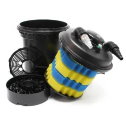 SunSun Komplettset: CPF-380 Teichdruckfilter bis 12000 L mit 11 Watt UV-C Teichklärer, NEO6000 SuperEco Teichpumpe 6000l/h 40W, 5m Teichschlauch 38 mm (1 1/2"), Schlauchschellen W1 44-47mm